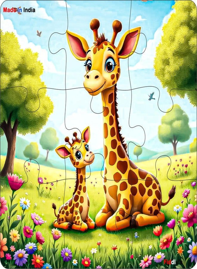 Fiddlys Single Layered Wooden Jigsaw Puzzle Games for Children & Kids -9 Pieces Age 2 3 4 5 6 Year Old Years Old Girls & Boys Animals Jigsaw Puzzle (Pack of 6 Wild Animal) - Image 4